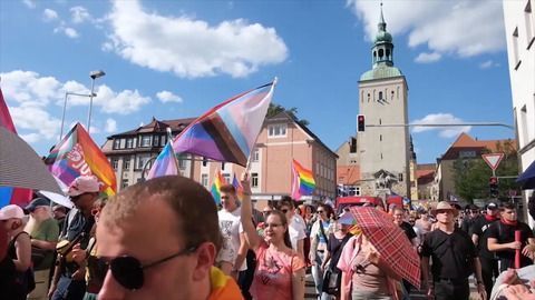 Während CSD: Rechtsextreme Proteste in Bautzen