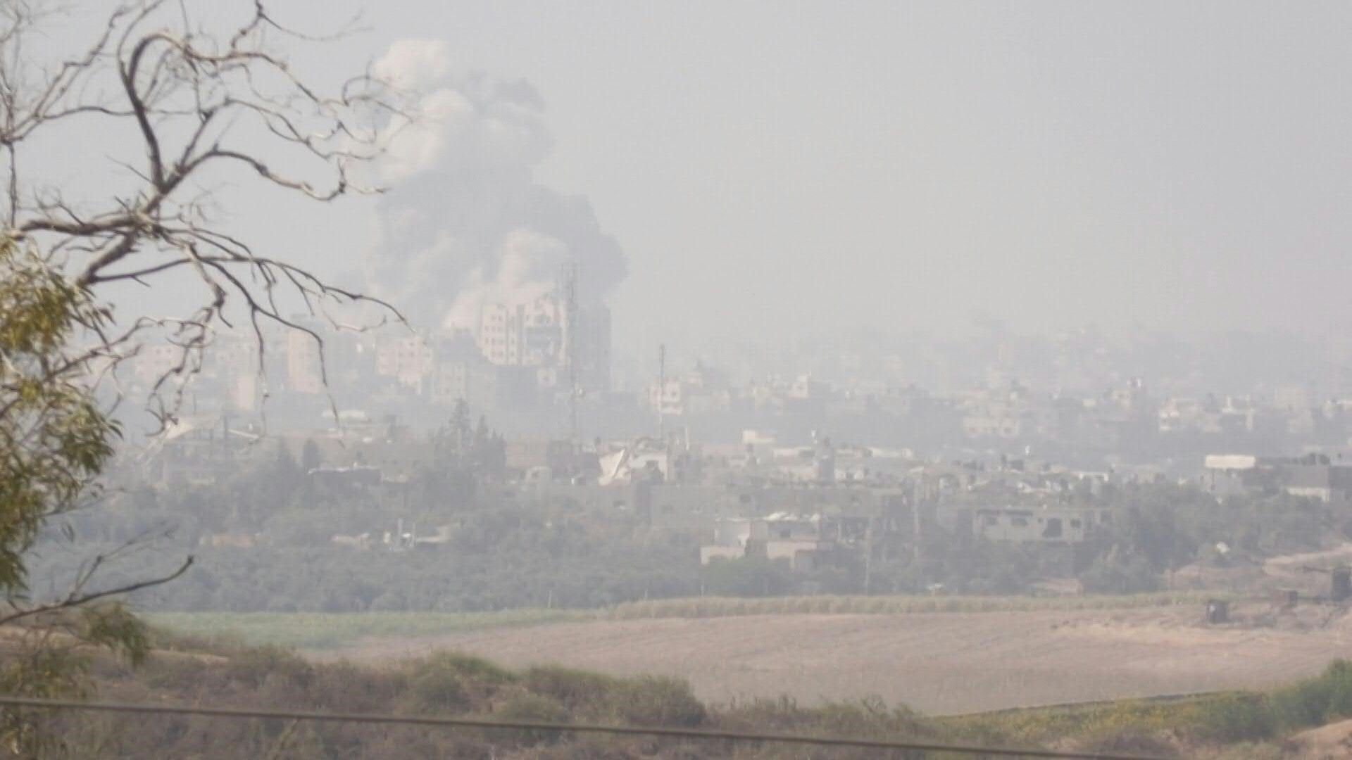 Smoke rises as Israeli army strikes Gaza