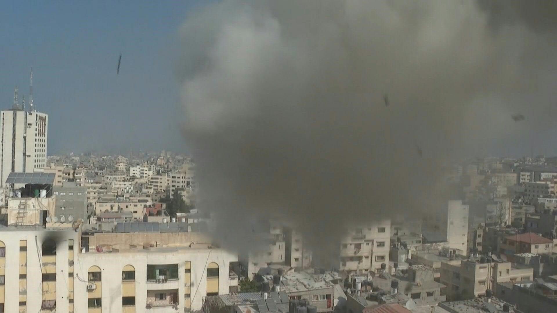 Strike rocks Gaza City building as Israel-Hamas war rages