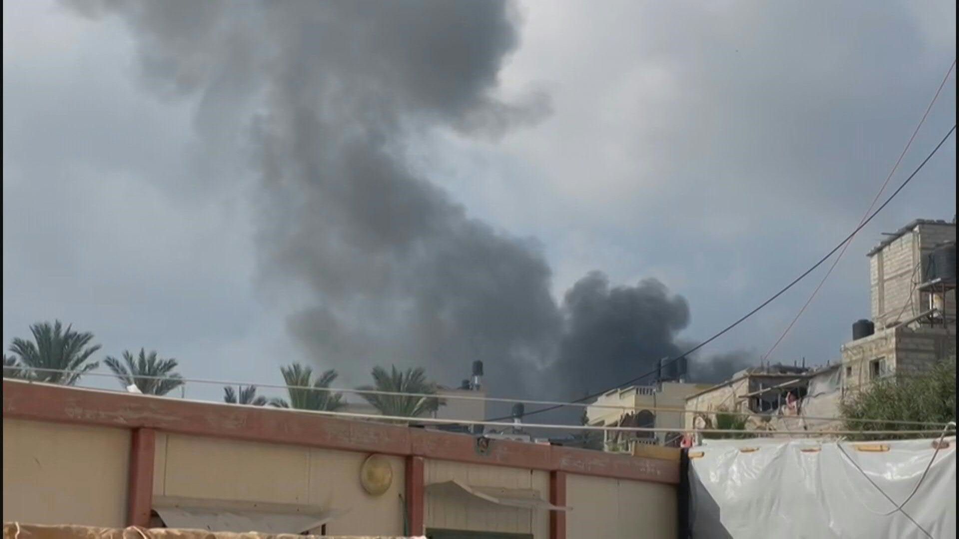 Smoke billows following strike in Khan Yunis