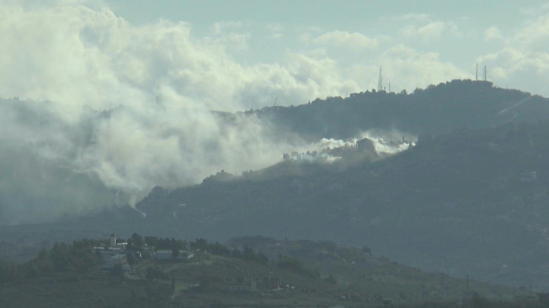 Smoke billows after Israeli shelling on southern Lebanese town Adaisseh