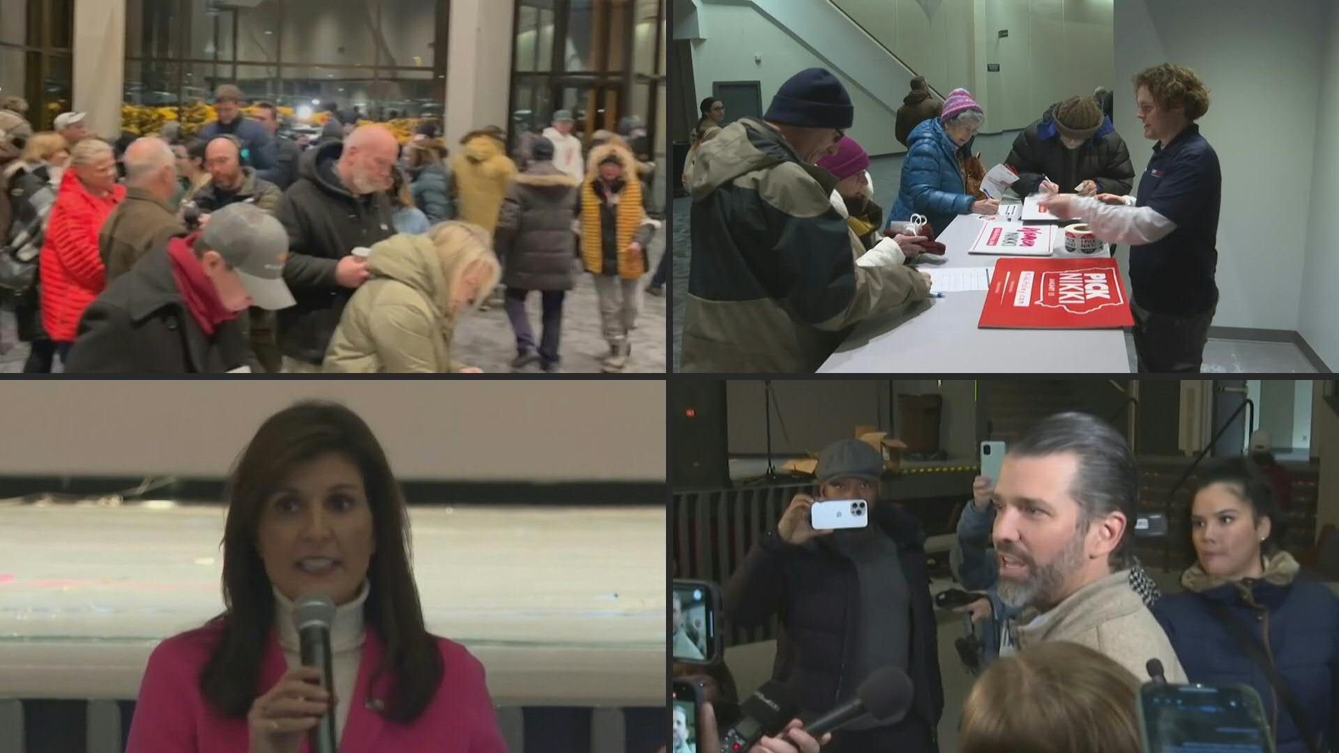 Iowa Republicans arrive to vote at caucus