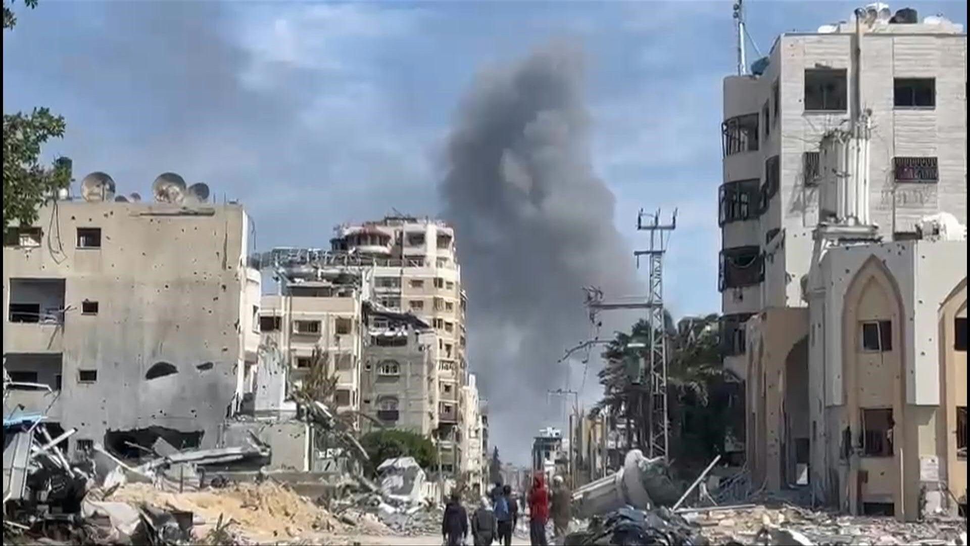 Smoke rises near al-Shifa hospital in Gaza City