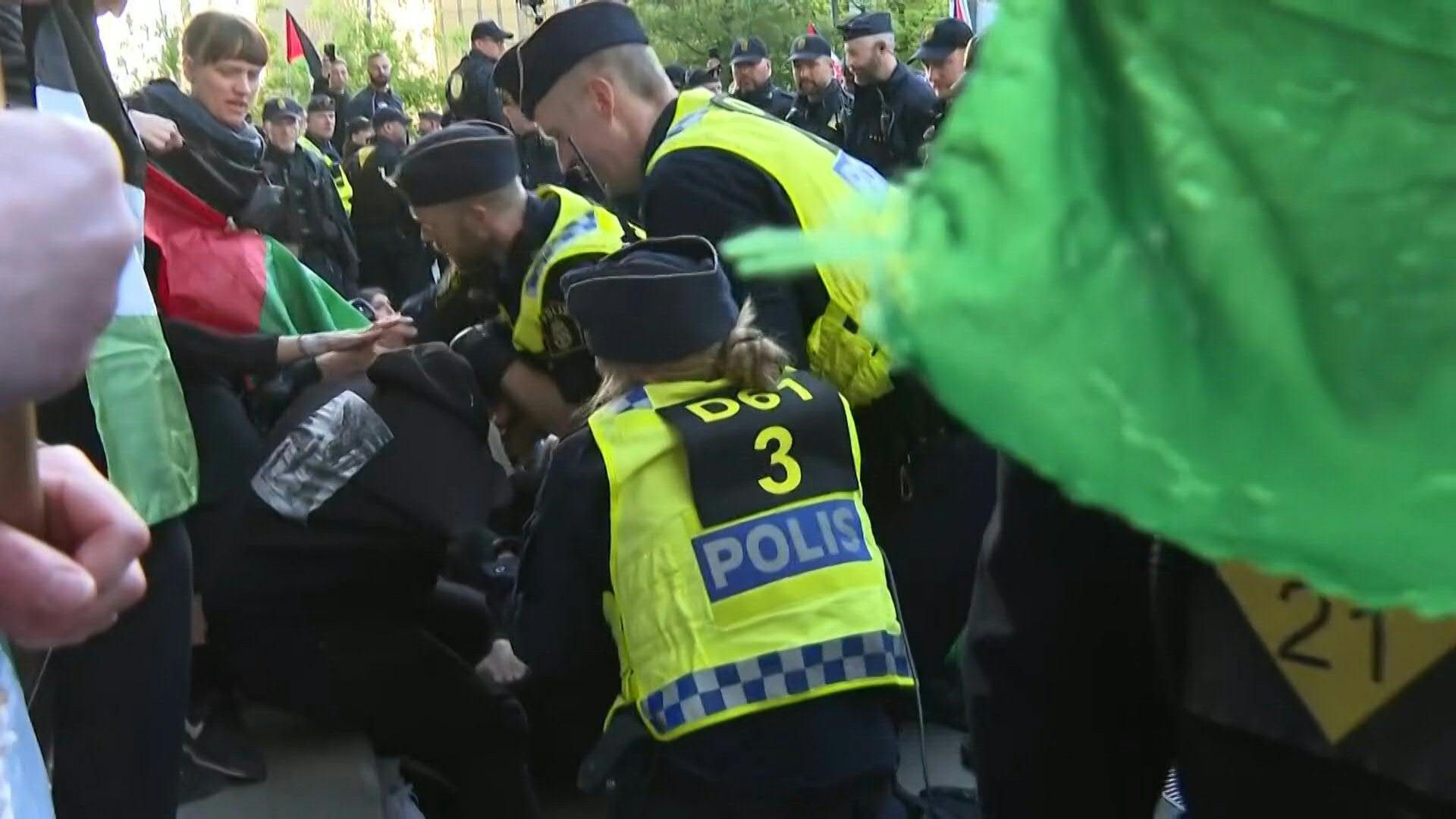 Pro-Palestinian protesters removed by Swedish police before Eurovision final