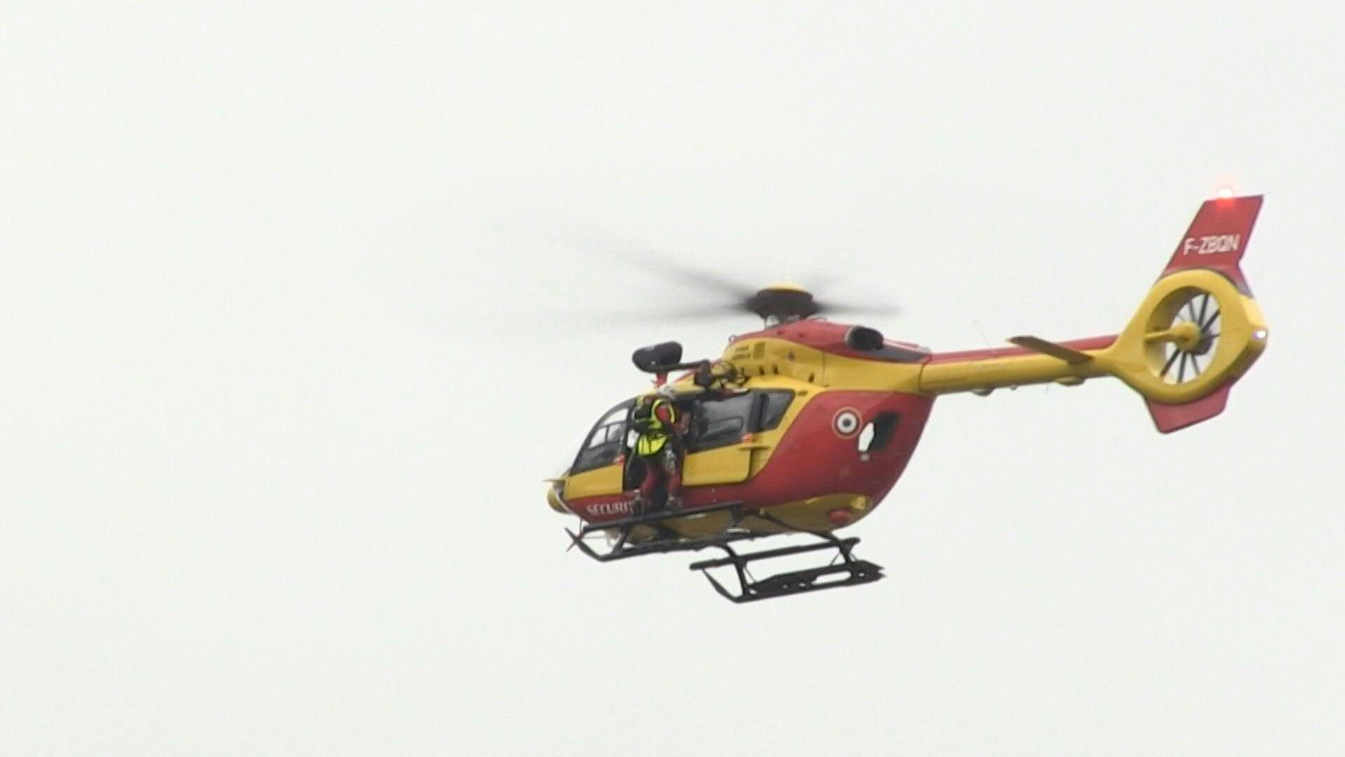 Helicopter rescue in southeastern France after flooding