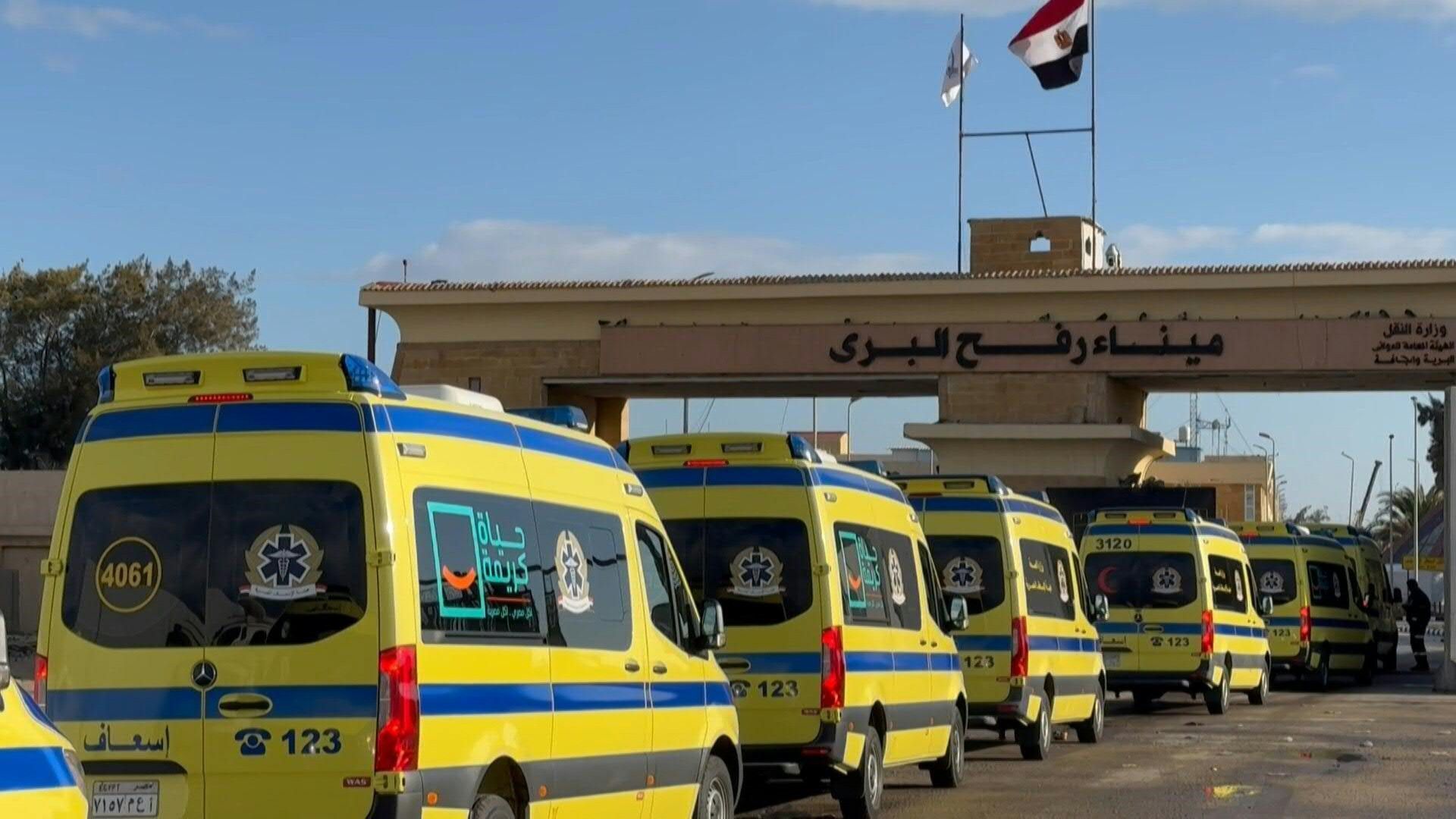 Deported prisoners cross into Egypt, ambulances gather at Rafah
