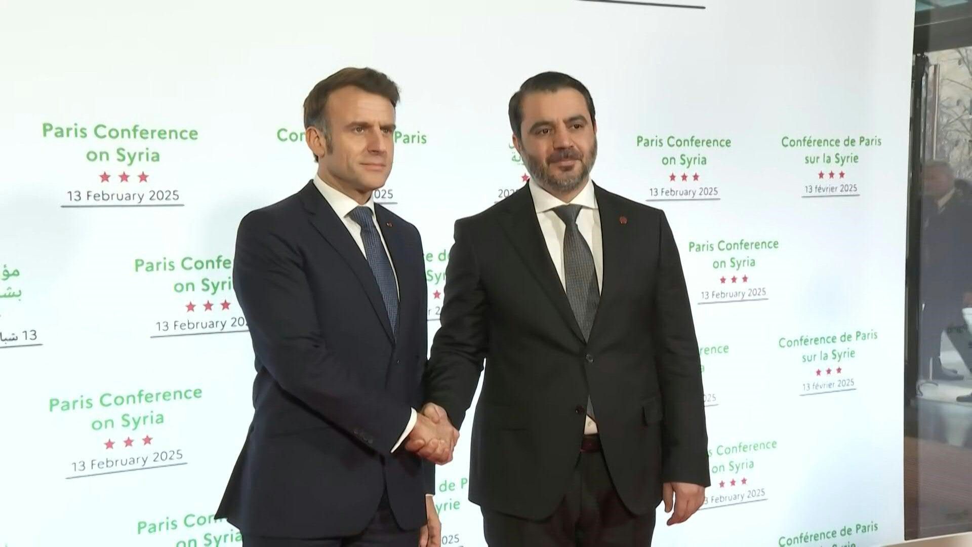 French President Macron arrives at the Paris conference on Syria