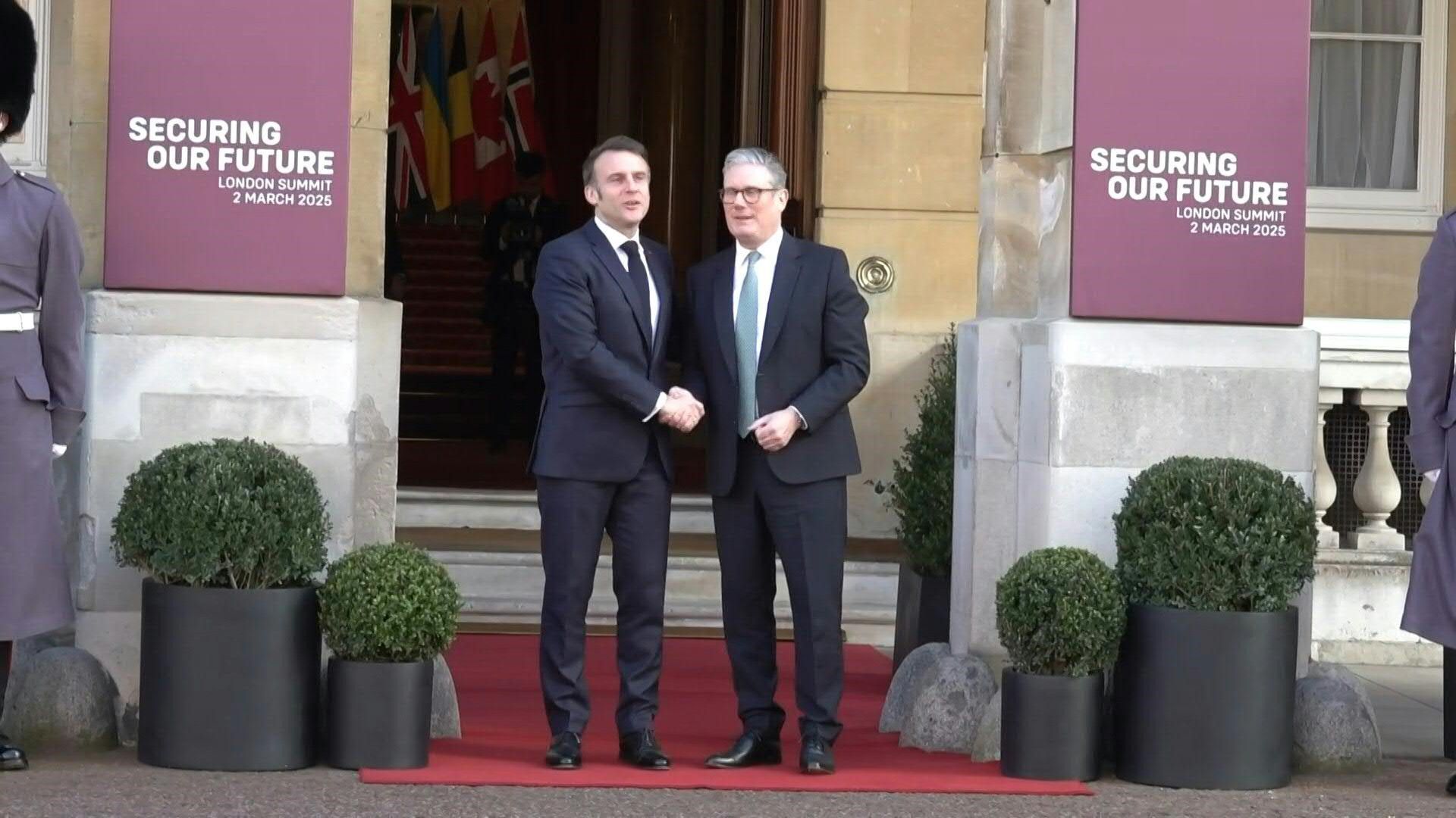 French President Emmanuel Macron arrives for summit in London