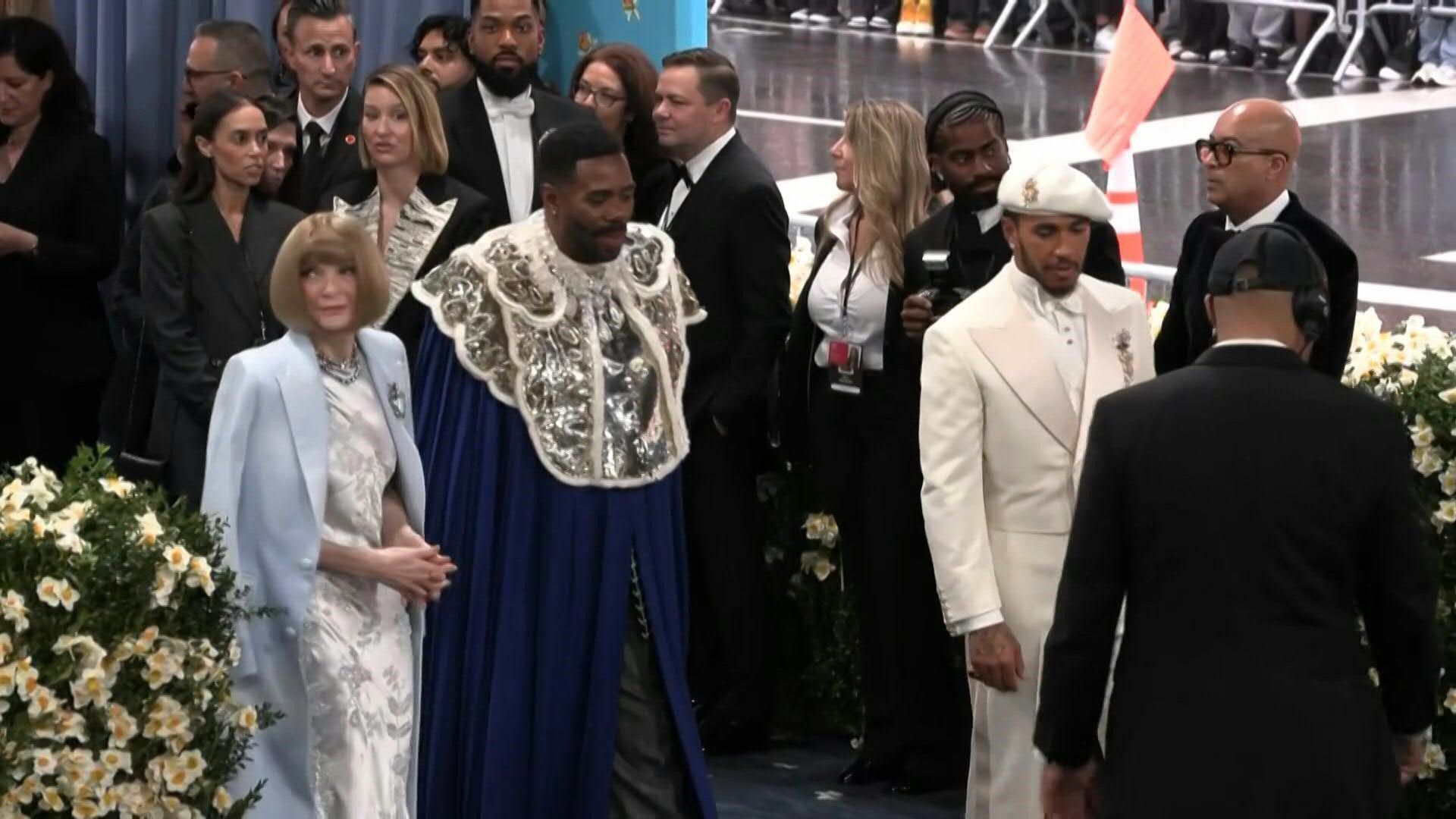 Anna Wintour and co-hosts Colman Domingo, Lewis Hamilton arrive at the Met Gala