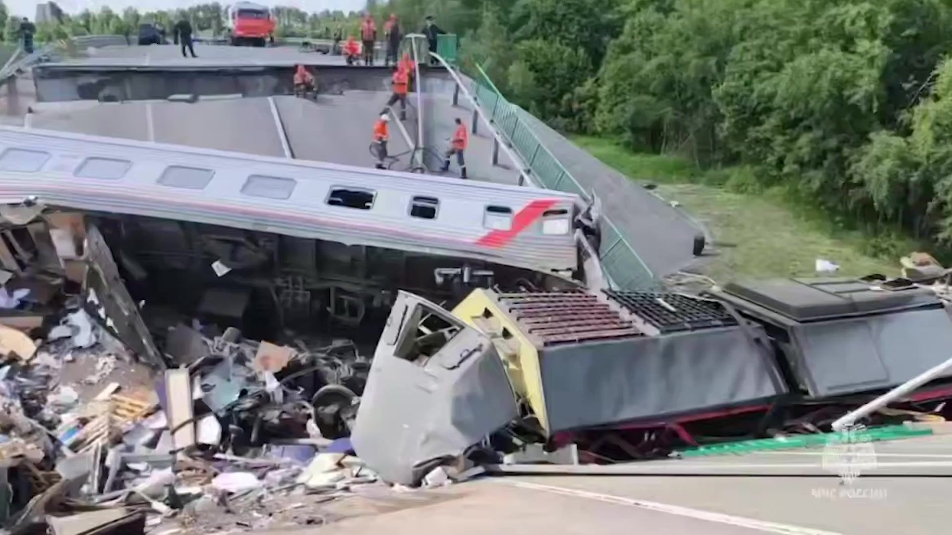 Video: Bridge collapse in Russia caused by 'blast' leaves 7 dead