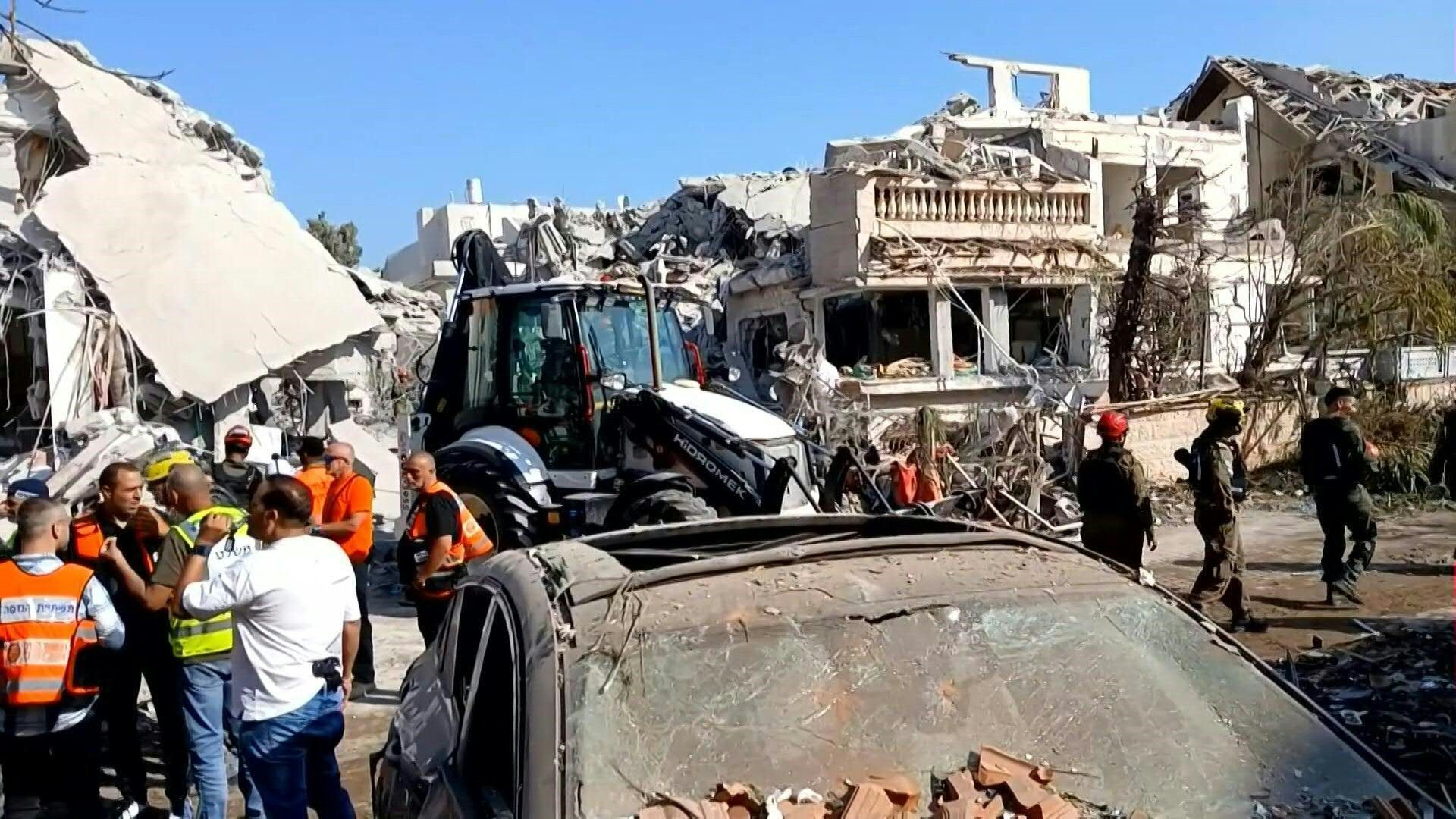 First responders on site of Iranian missile strike in central Israel