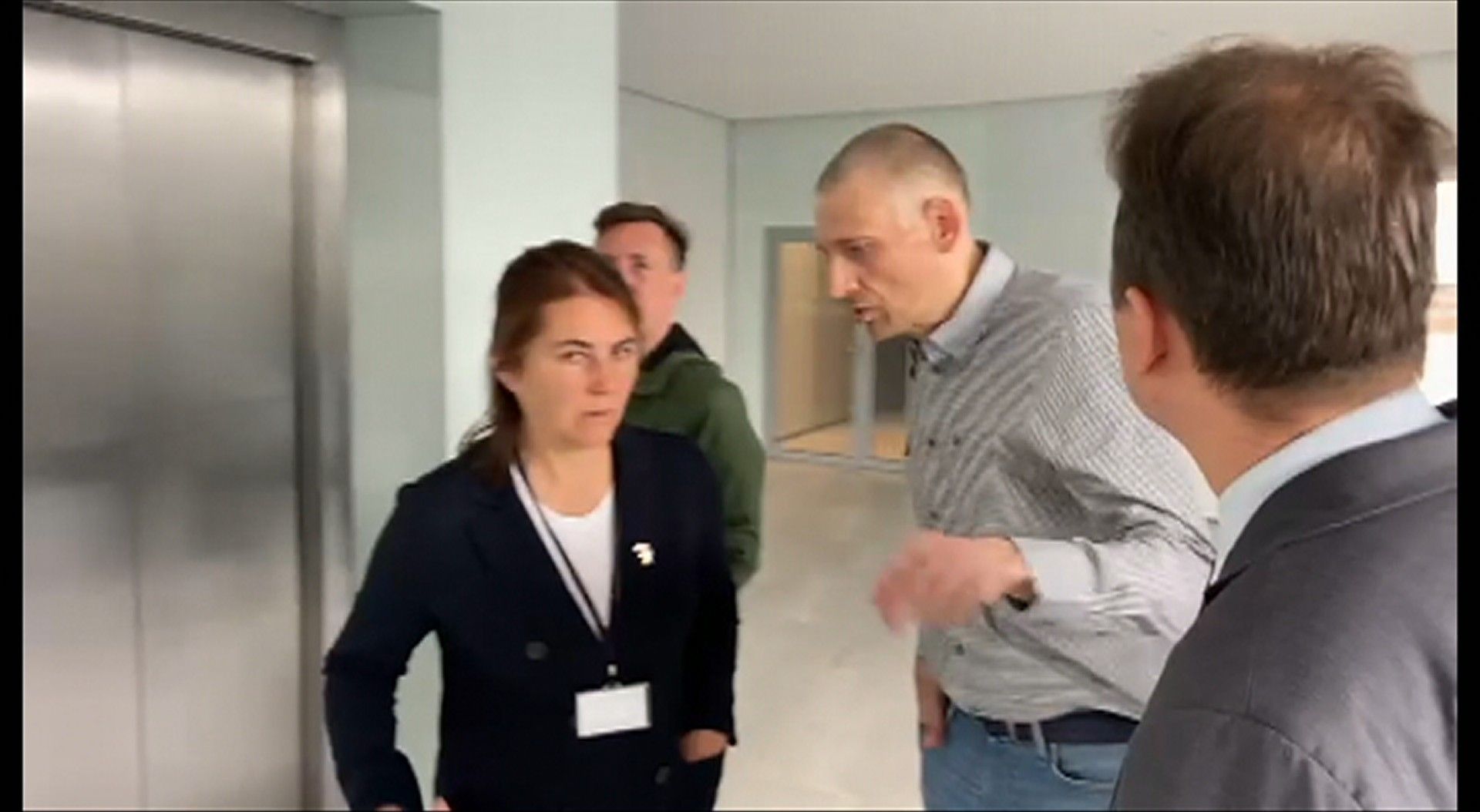 Freed Belarus opposition leader speaks with staff from his wife's office in Lithuania