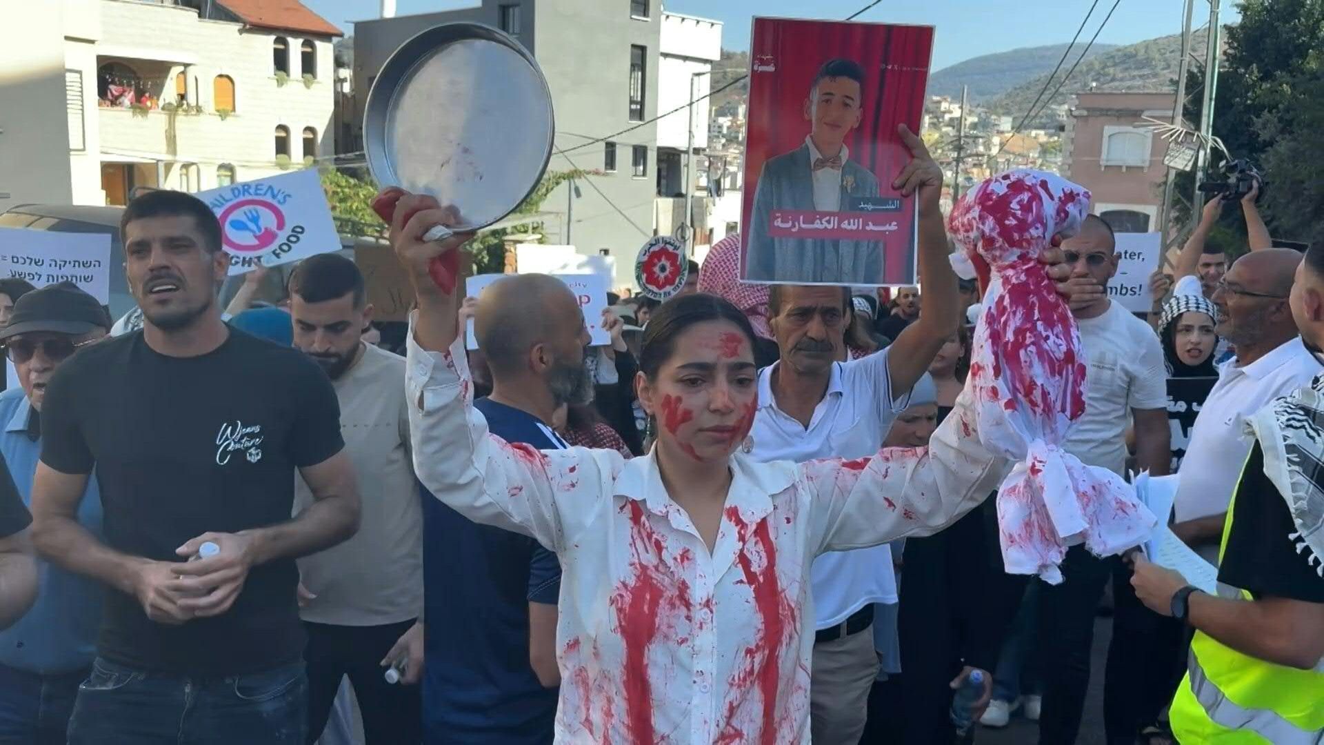 Protesters march in Arab-Israeli town against Gaza war