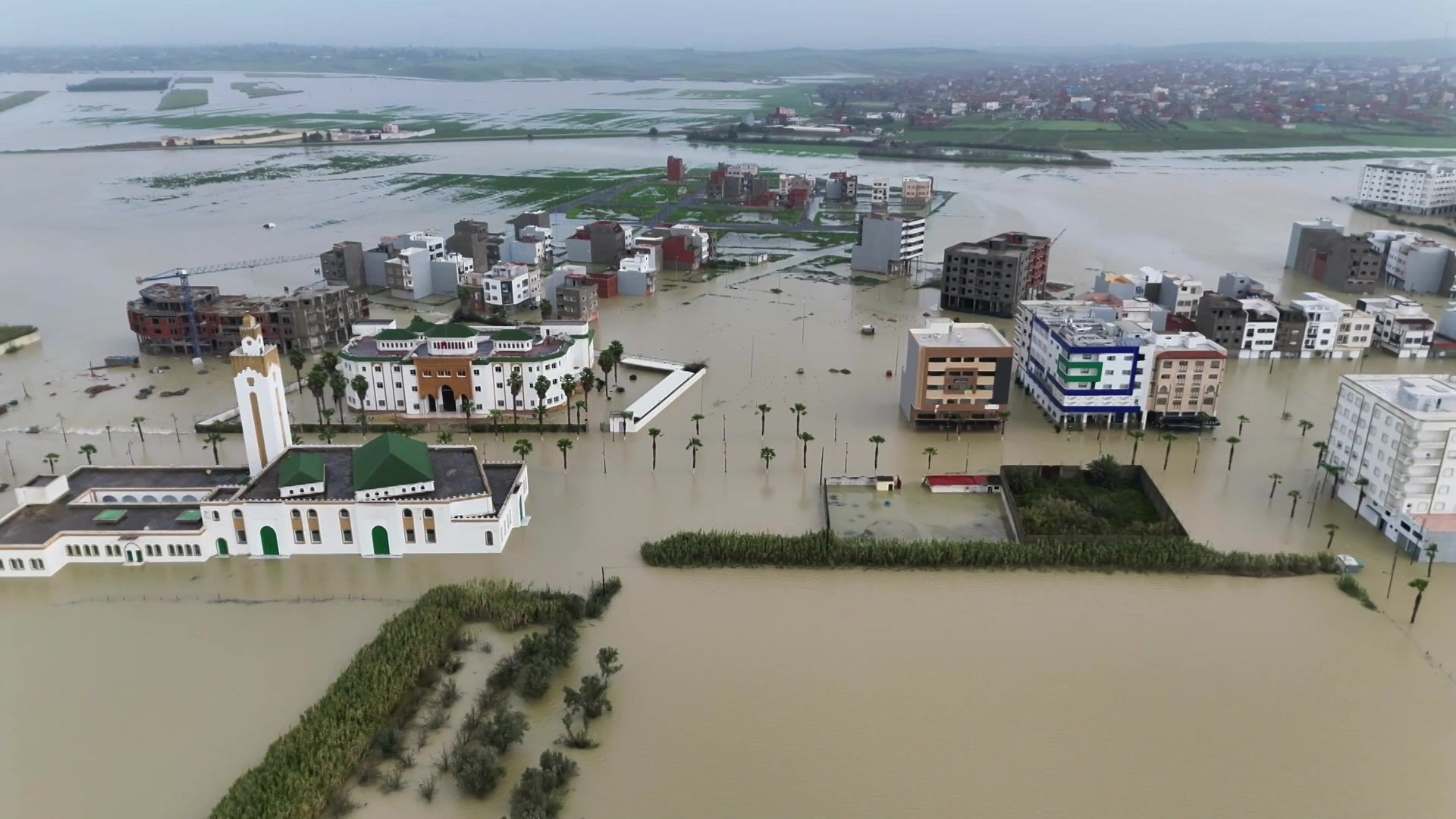 Video: Aerial shots of flooded Moroccan town amid severe weather