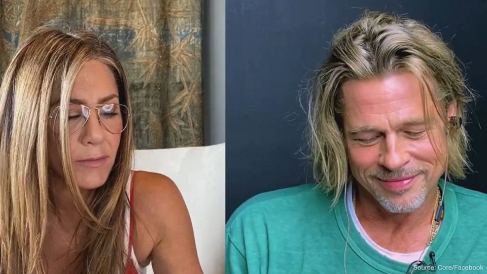 Exes Jennifer Aniston and Brad Pitt recreate flirty scene