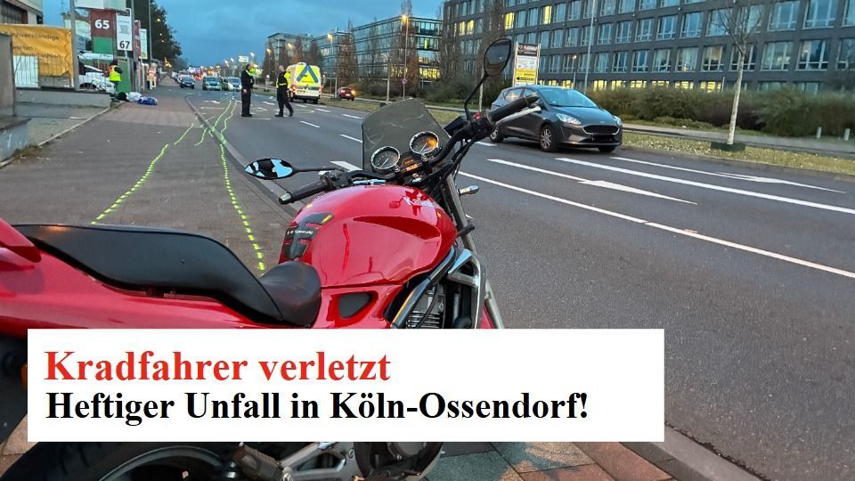 Video: Kradfahrer verletzt: Heftiger Unfall in Köln-Ossendorf!