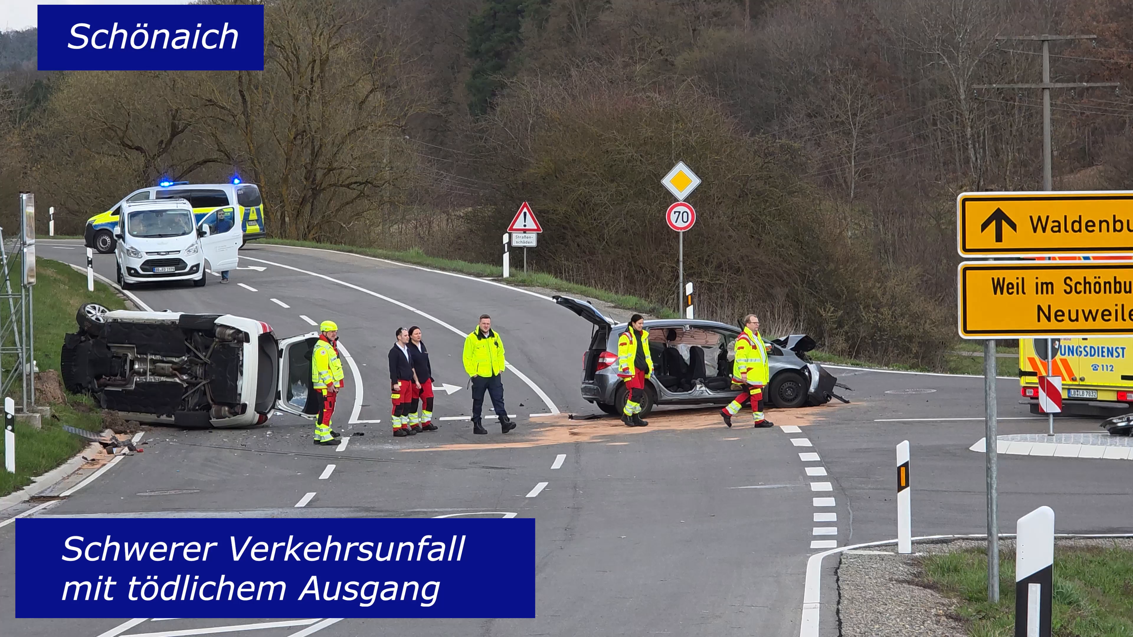Video: Staatsanwaltschaft Stuttgart und Polizeipräsidium Ludwigsburg: Schönaich: Tödlicher Verkehrsunfall auf Landesstraße 1185