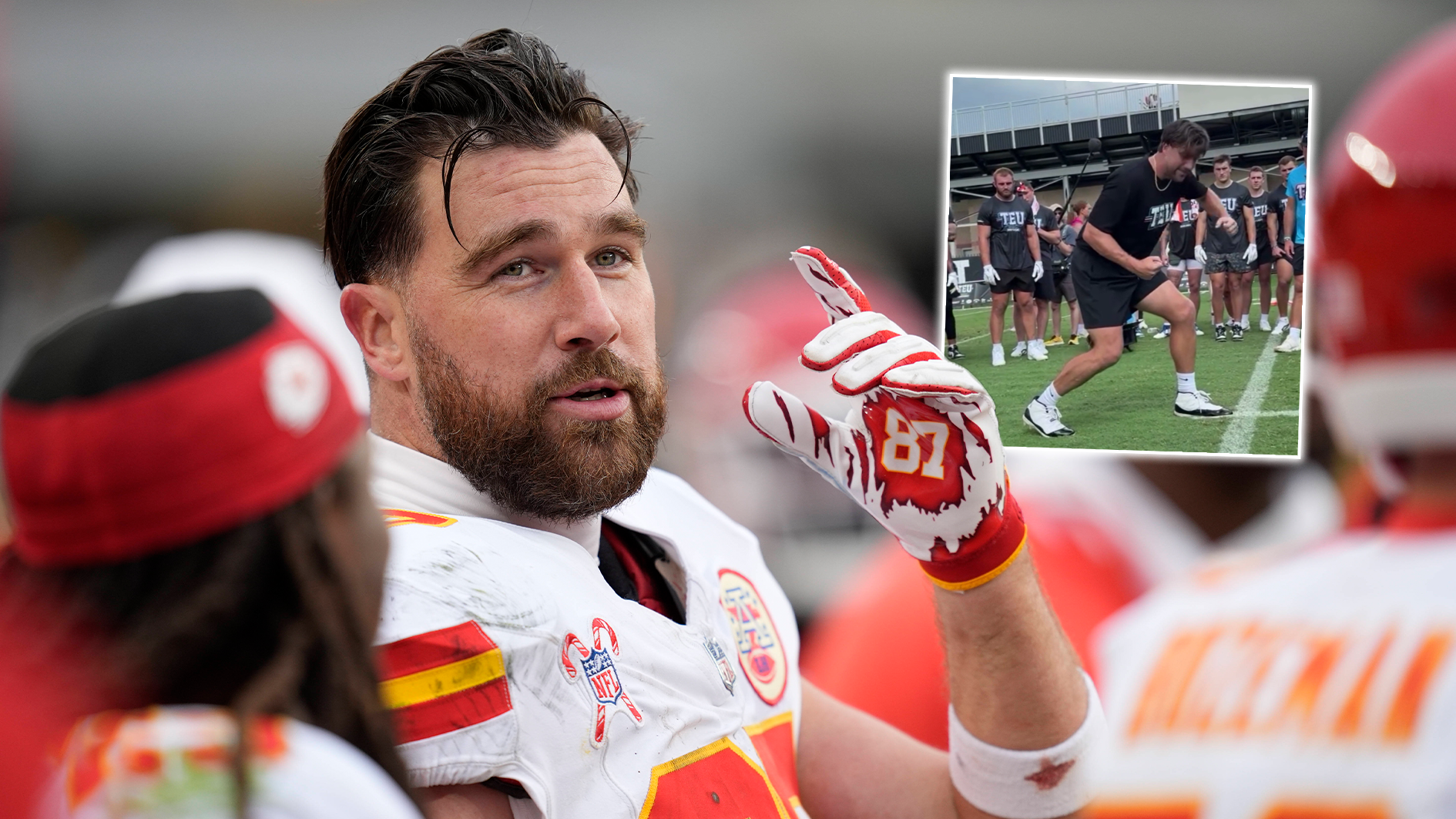 NFL: Travis Kelce als Coach! Tight End gibt Lehrstunde für Nachwuchs