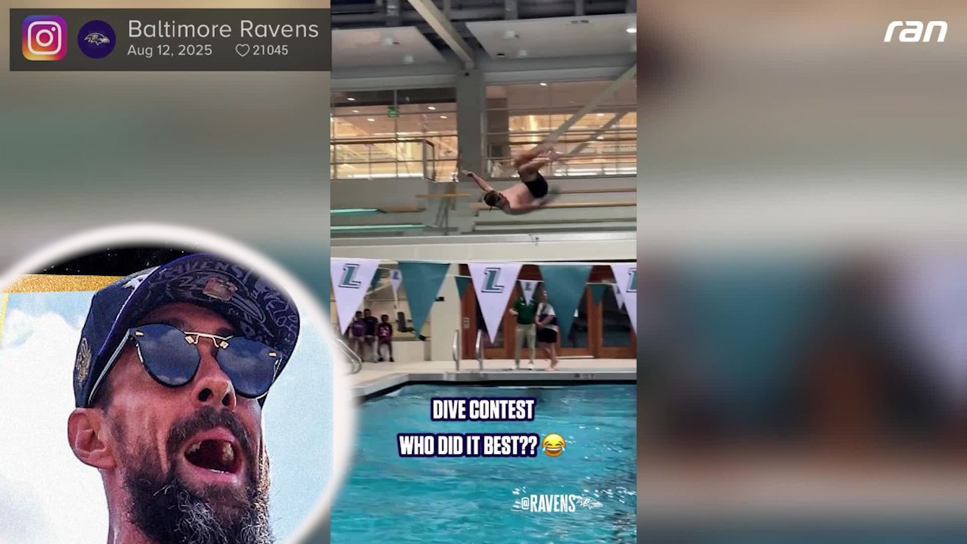 NFL: Michael Phelps lässt Ravens-Stars im Schwimmbad alt aussehen