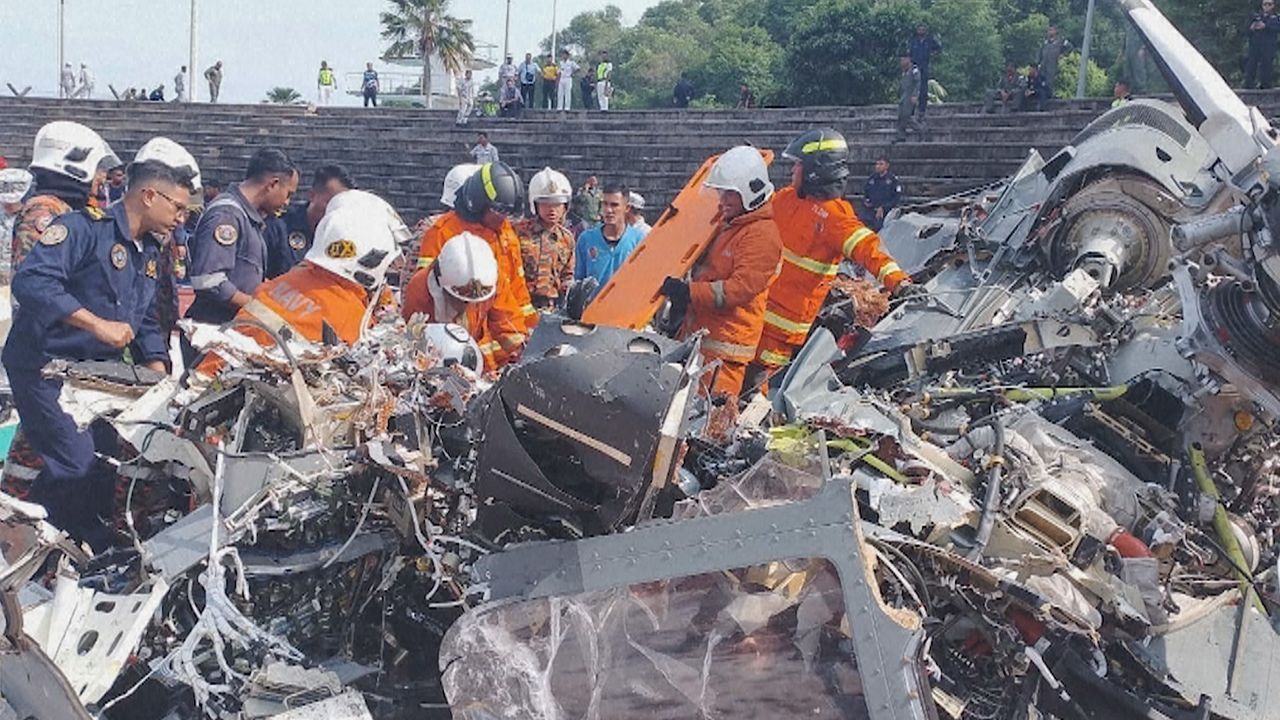 Two Malaysian navy helicopters collide during flypast rehearsal