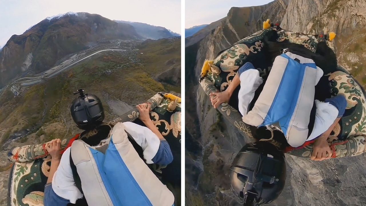 Aladdin im echten Leben: Basejumper reitet fliegenden Teppich