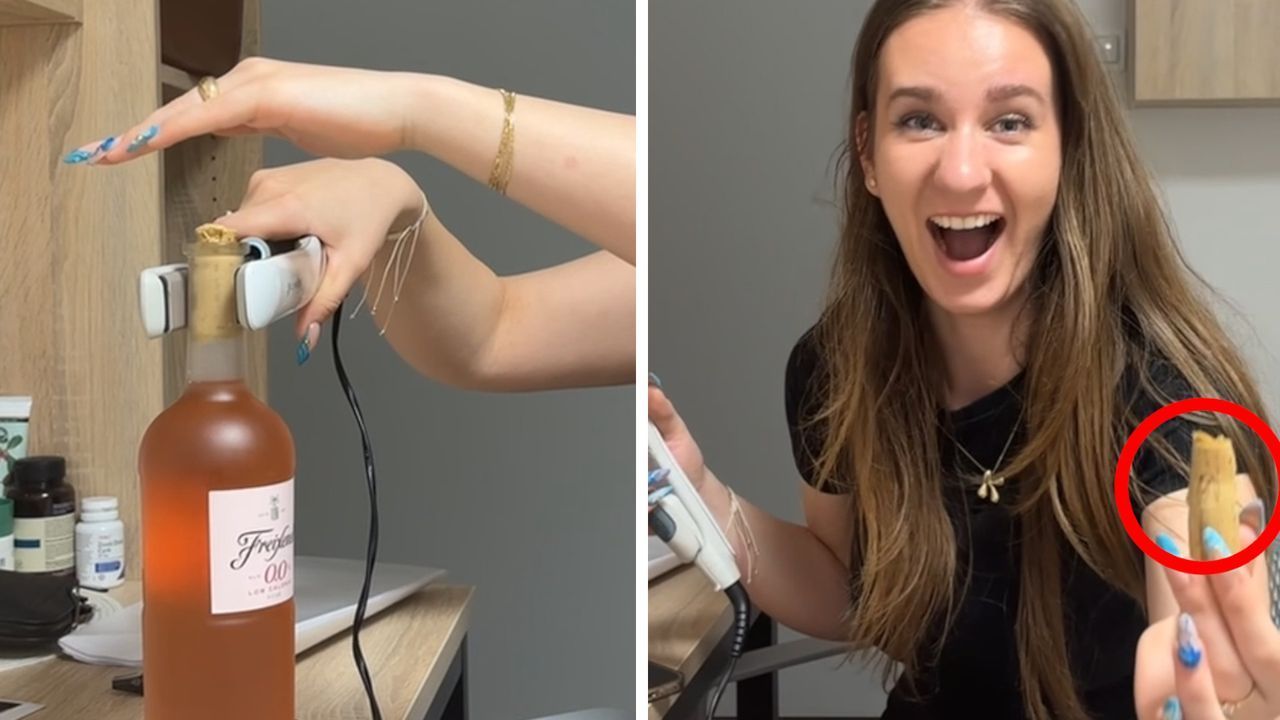 Video: Genialer Trick: Glätteisen öffnet Weinflasche