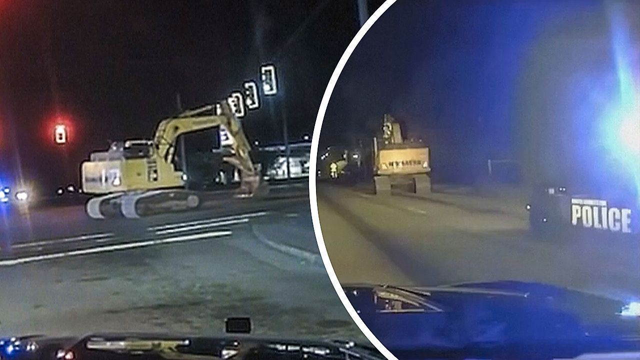 Verfolgungsjagd im Schneckentempo: Polizisten stellen flüchtigen Bagger