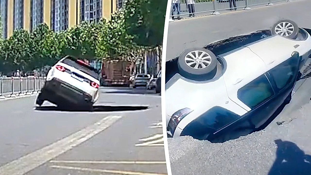 Auto von Erdloch verschluckt – vier Insassen in China gerettet