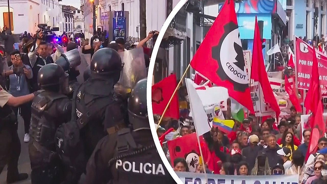 Video: Proteste in Ecuador eskalieren: Demonstranten fordern Rücktritt von Präsident Noboa