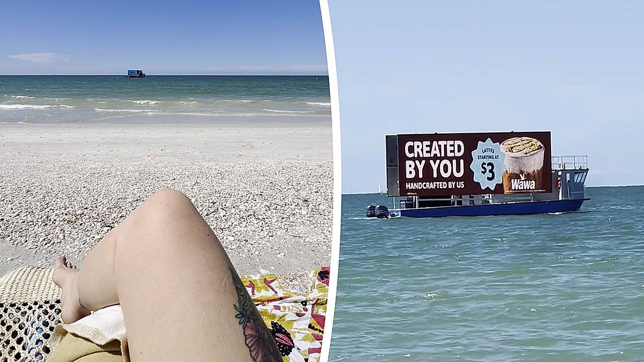 Video: Sonne, Strand und Werbung: Reklameboot stört Idylle in Florida