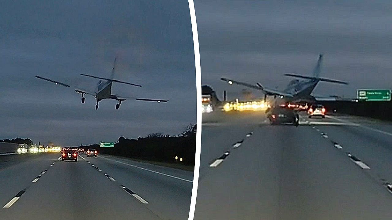 Notlandung auf Interstate in Florida: Flugzeug kracht auf fahrendes Auto