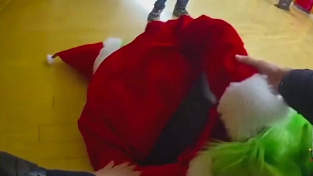 Video: Grinch strikes again and tries to 'steal Christmas' at US shopping mall