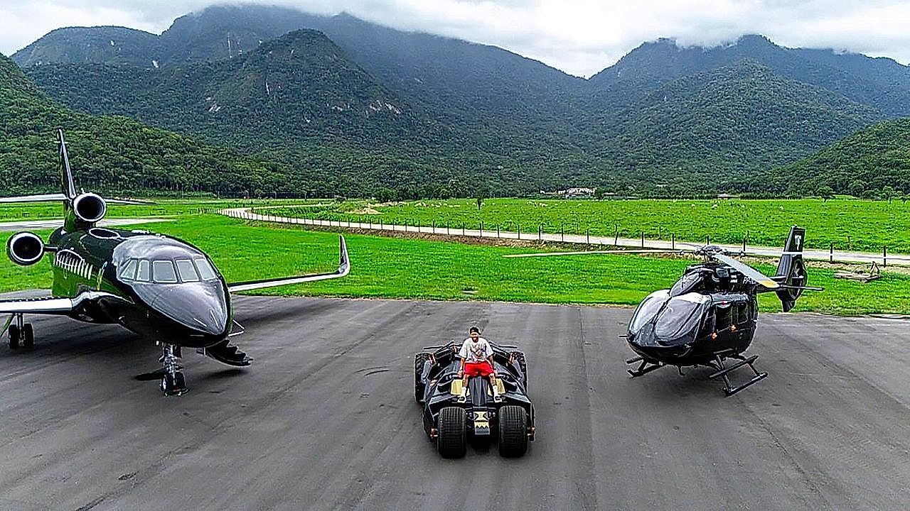 Video: Soccer player Neymar unveils flame-shooting Batmobile beside private fleet