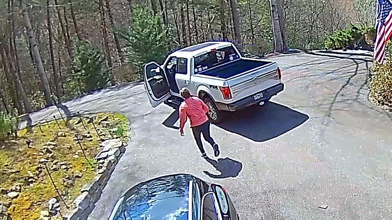 Video: Man barely escapes after trying to stop pickup truck from going off cliff