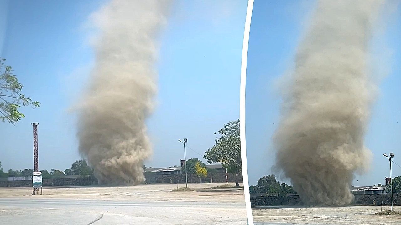 Video: Hitzewelle löst Wirbelwind aus: 15-Meter-Staubteufel fegt über Parkplatz in Thailand