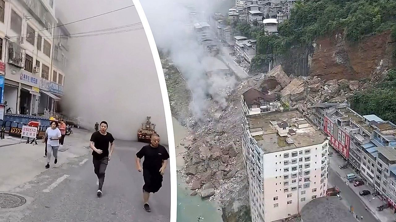 Video: Geröllmassen donnern Hang hinab: Menschen bei Erdrutsch in Westchina verschüttet