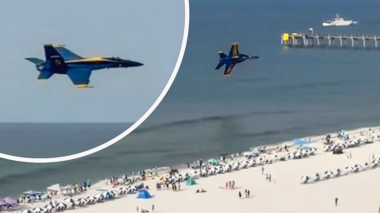 Video: Knapp an Badegästen vorbei: Kunstflugstaffel donnert über Strand in Florida