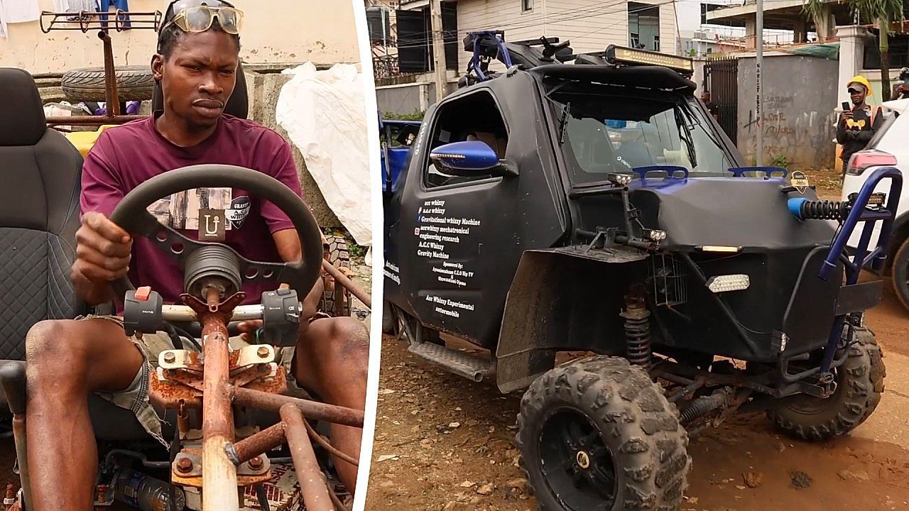 Video: Young self-taught Nigerian engineer builds homemade car from scrap