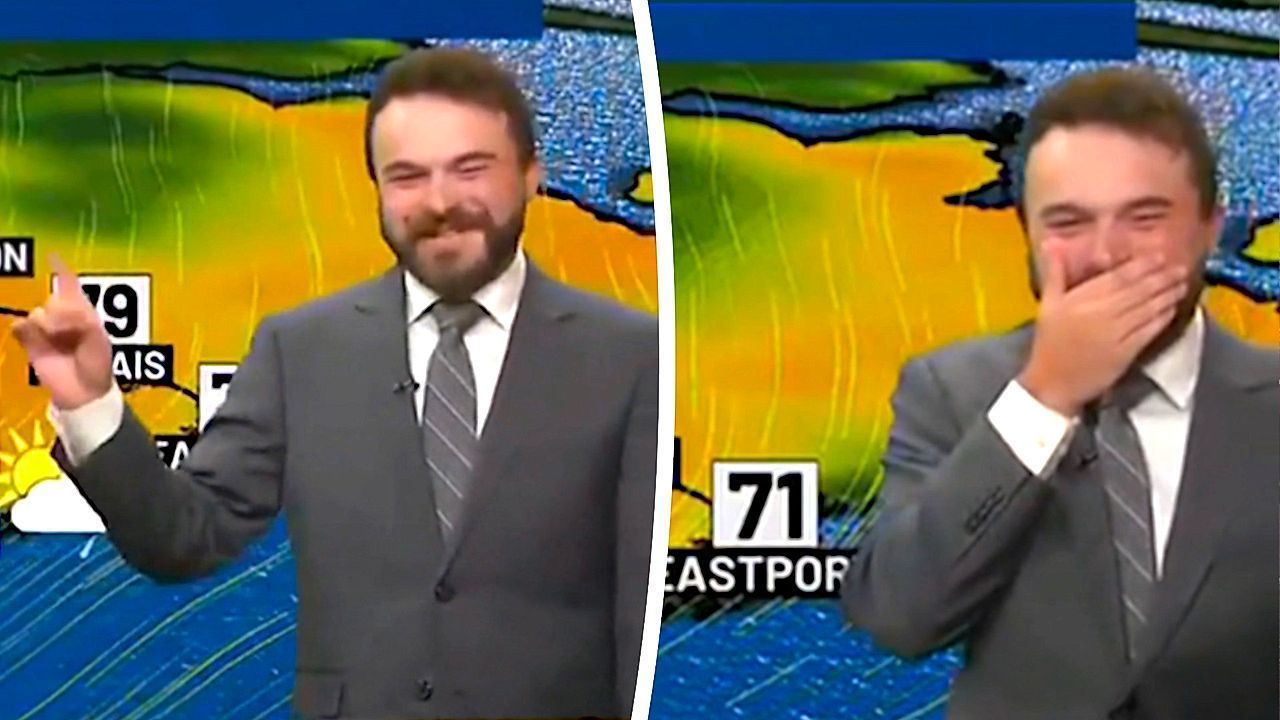 Video: Lachkrampf mitten in der Sendung: US-Meteorologe geht nach Prank viral
