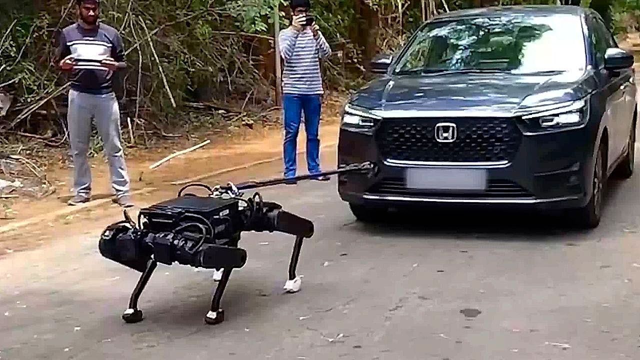 Video: Robot dog pulls a sedan with two passengers inside in show of strength