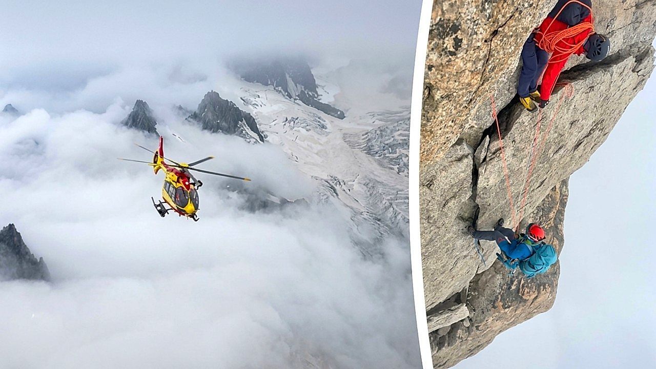 Video: Rescuers save climbers with minutes to spare after 12 hours hanging from over 13,100ft