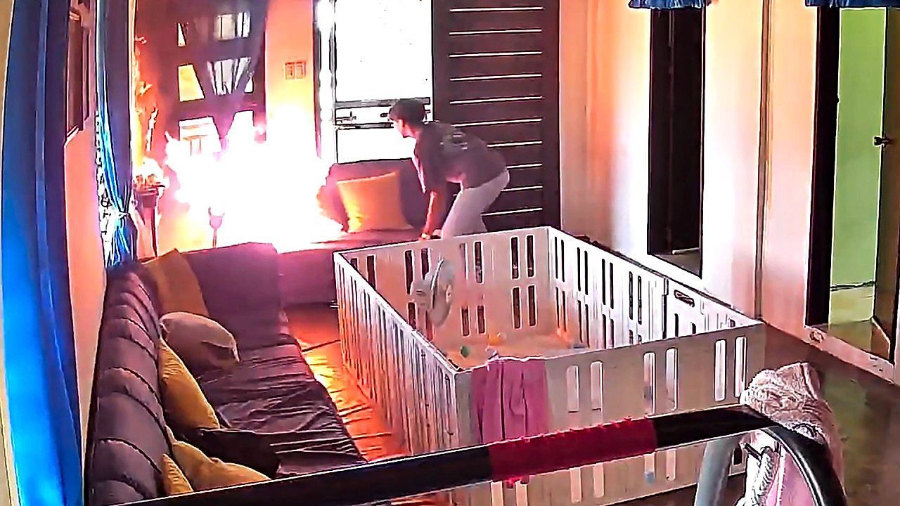 Video: Geistesgegenwärtig: Mann stoppt Feuer in Wohnung auf den Philippinen