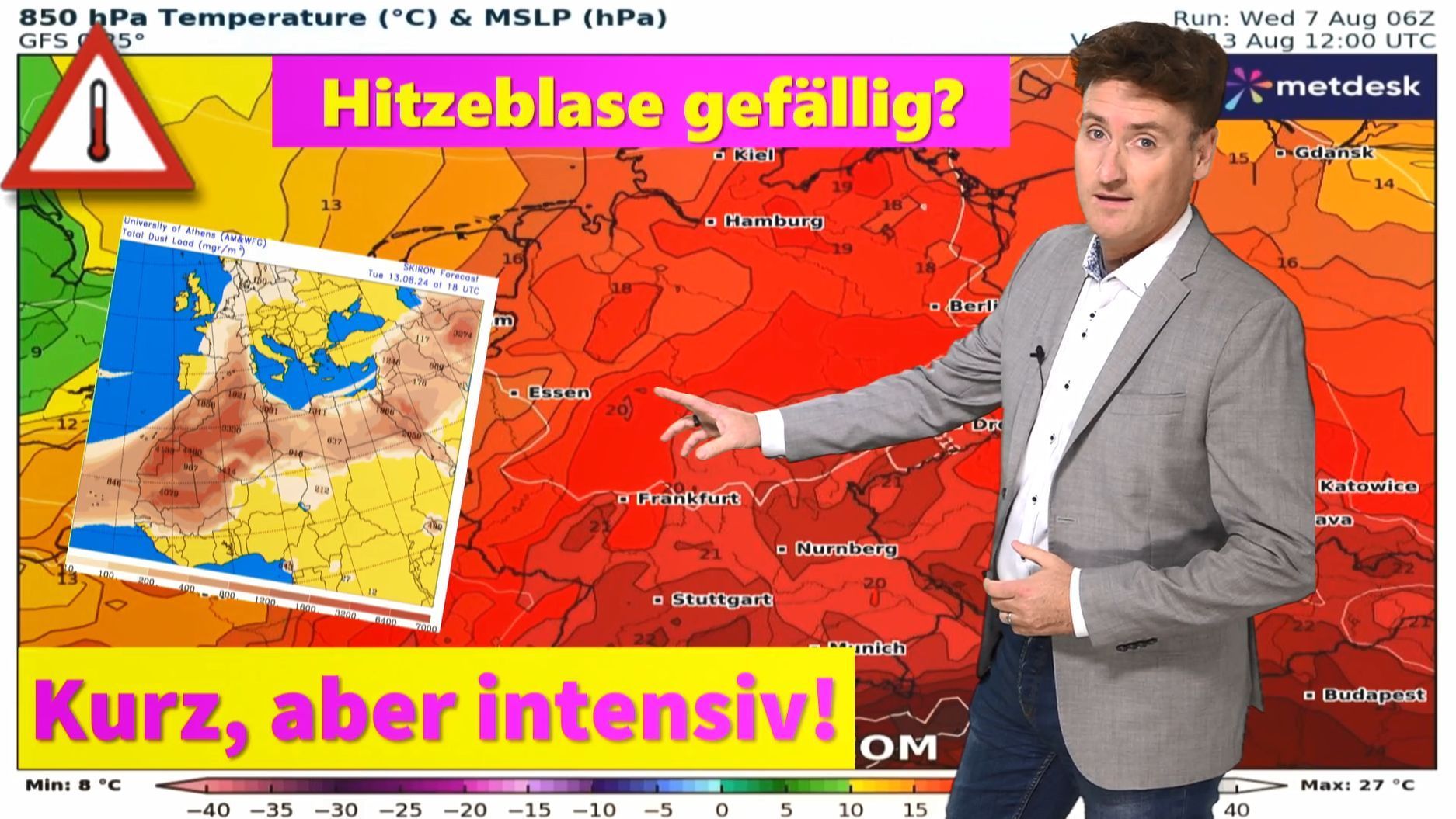 Mächtige Hitzeblase steuert auf Deutschland zu, bis zu 38°C möglich. Die Hundstage erreichen ihren Höhepunkt.
