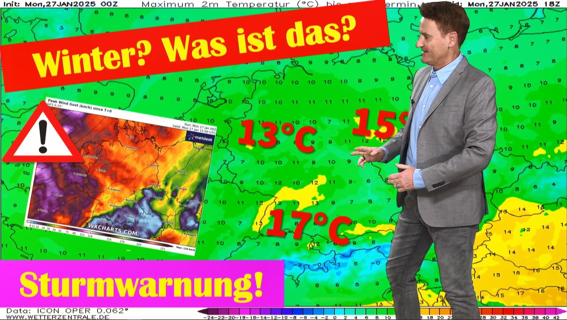 Rekordwärme: 200 Jahre alter Rekord gefallen! Mild, nass und stürmisch geht es weiter!