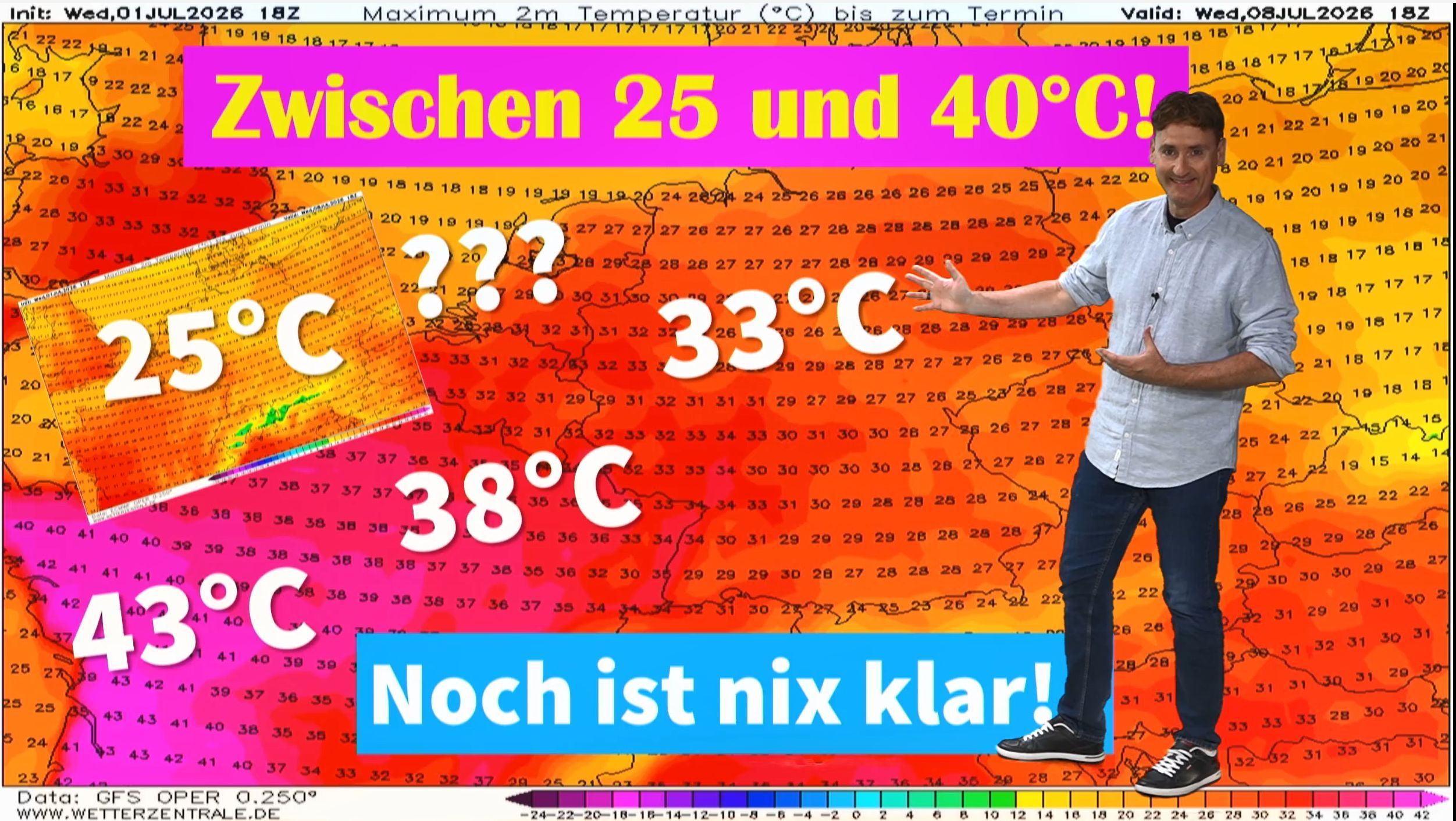 Video: Hitze-Comeback mit 40 Grad: Wird's ein echter Wetter-Krimi oder verpufft die Welle schnell wieder?