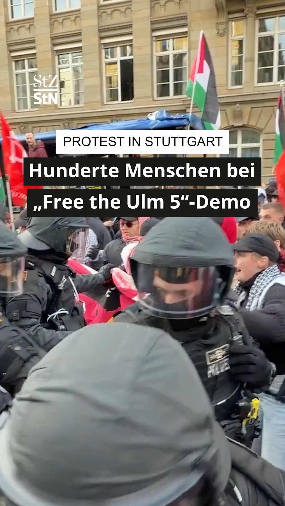 Video: Mehrere Hundert Menschen bei „Free the Ulm 5“-Demo in Stuttgart