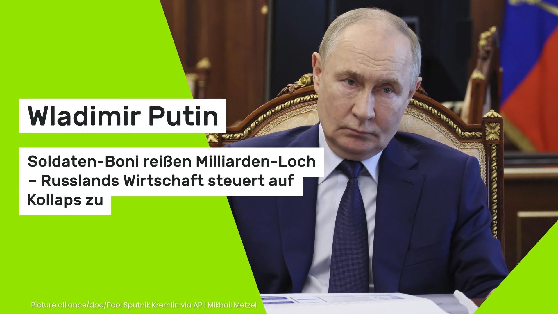 Video: Wladimir Putin: Soldaten-Boni reißen Milliarden-Loch – Russlands Wirtschaft steuert auf Kollaps zu