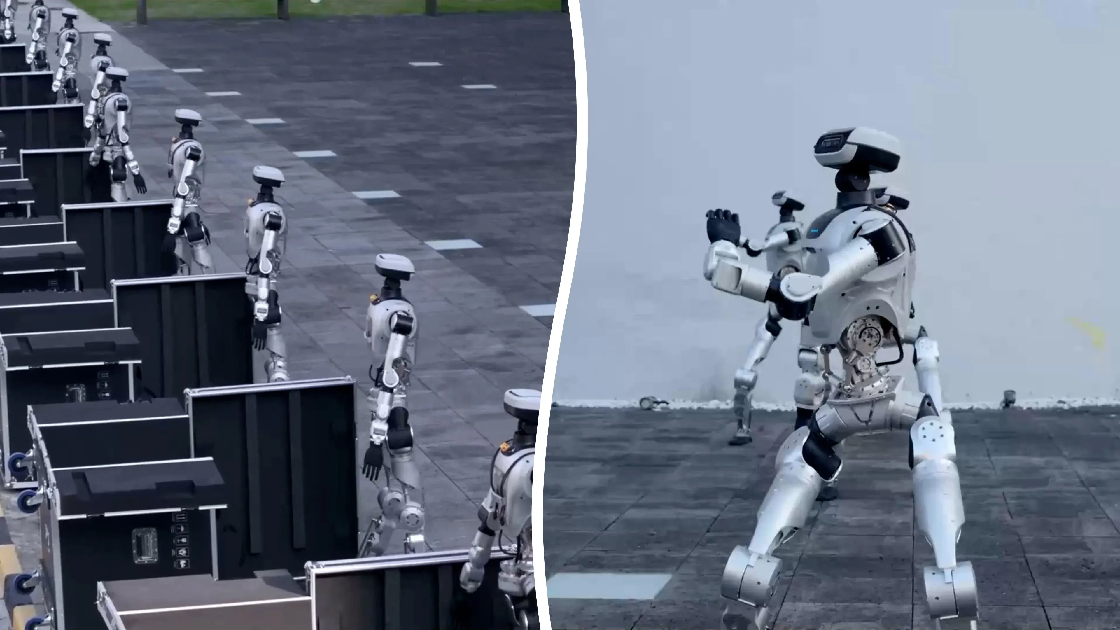 Video: Humanoide Roboter zeigen perfekt synchronen Auftritt in China
