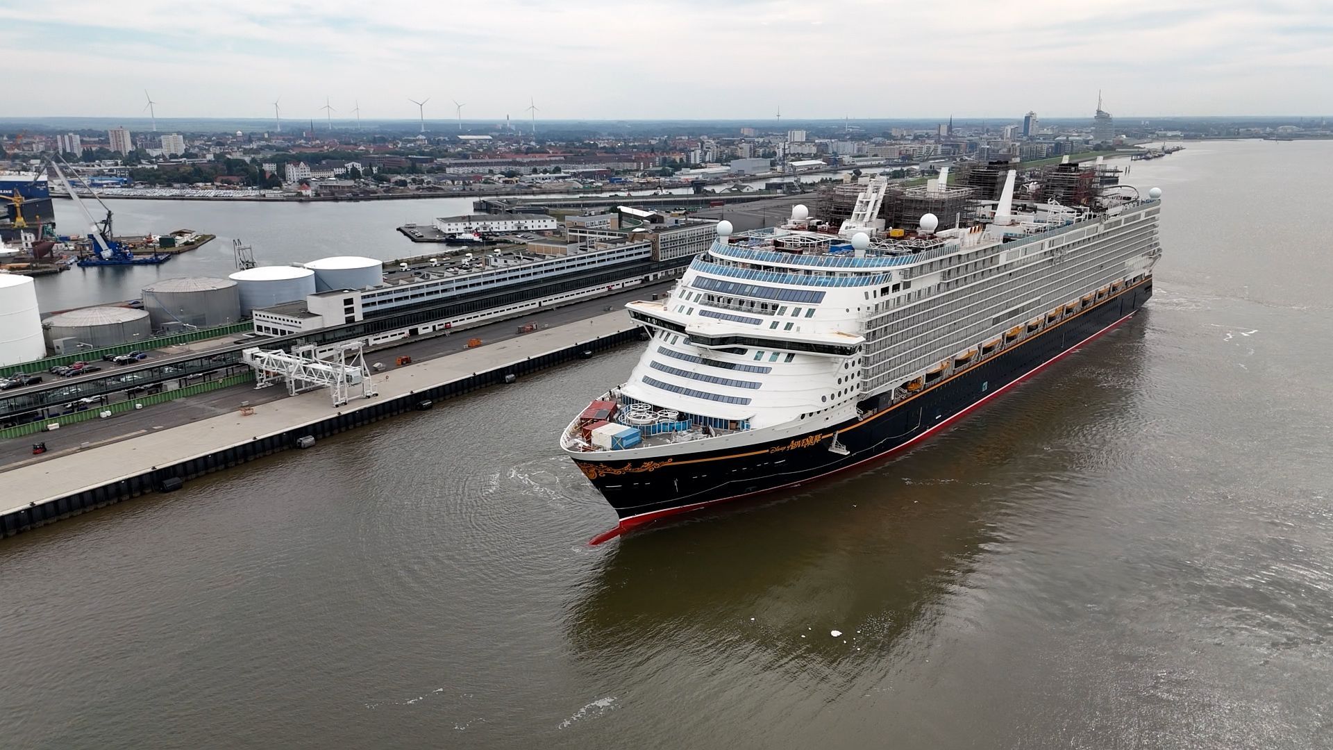 Cruise Giant 'Disney Adventure' Arrives in Bremerhaven