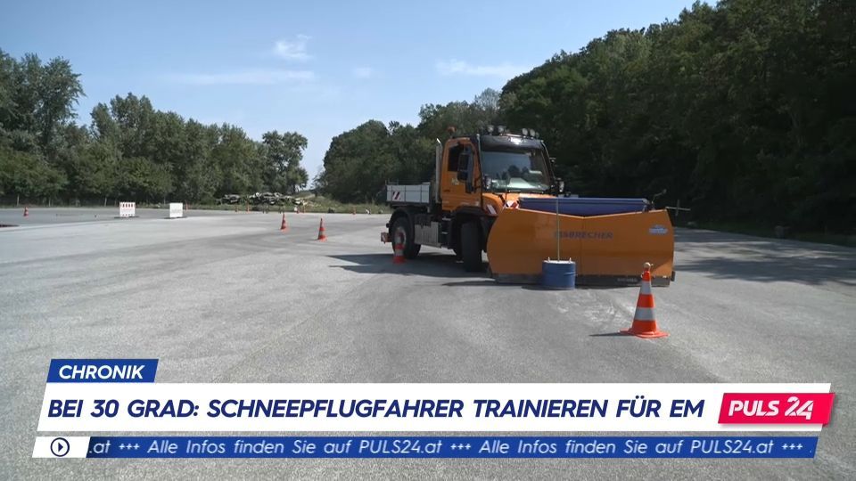 Schneepflug-Training bei 30 Grad